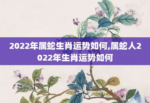 2022年属蛇生肖运势如何,属蛇人2022年生肖运势如何