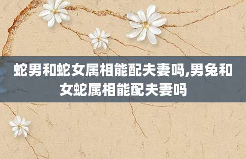 蛇男和蛇女属相能配夫妻吗,男兔和女蛇属相能配夫妻吗