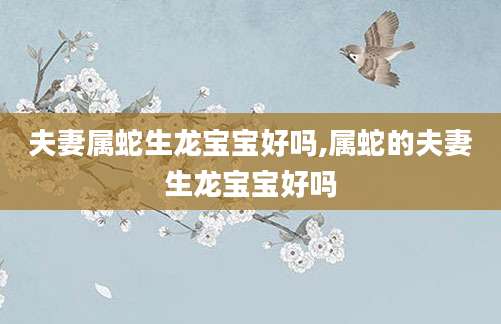 夫妻属蛇生龙宝宝好吗,属蛇的夫妻生龙宝宝好吗