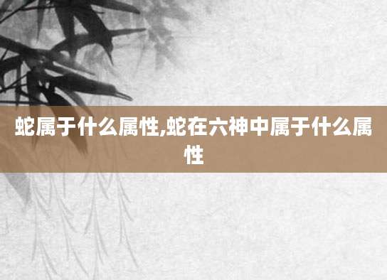 蛇属于什么属性,蛇在六神中属于什么属性