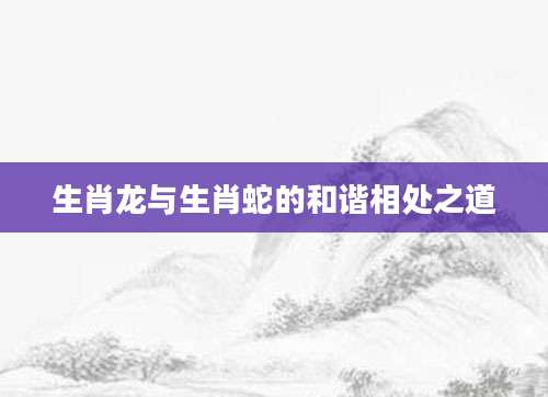 生肖龙与生肖蛇的和谐相处之道