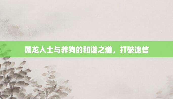 属龙人士与养狗的和谐之道，打破迷信