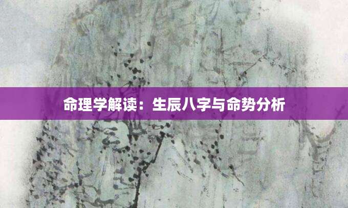 命理学解读：生辰八字与命势分析
