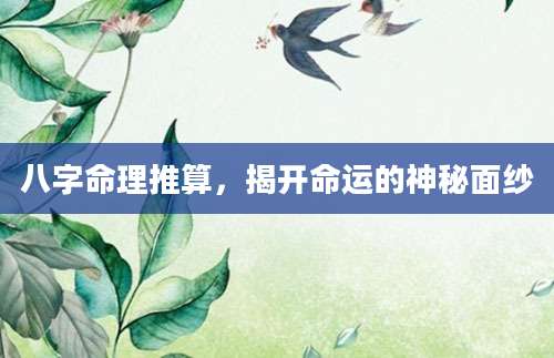 八字命理推算，揭开命运的神秘面纱
