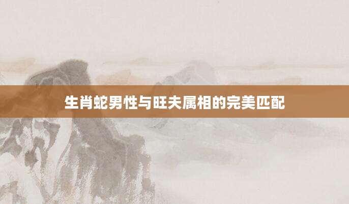 生肖蛇男性与旺夫属相的完美匹配