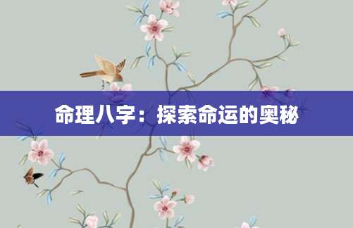 命理八字：探索命运的奥秘
