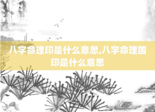 八字命理印是什么意思,八字命理国印是什么意思