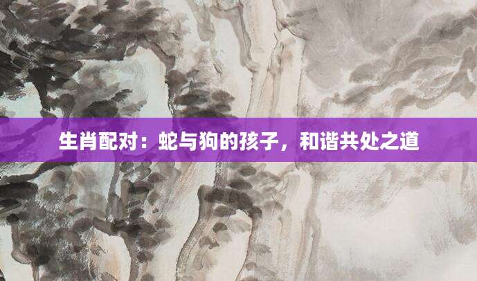 生肖配对：蛇与狗的孩子，和谐共处之道