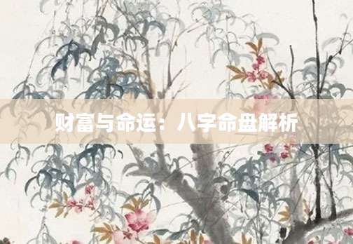 财富与命运：八字命盘解析