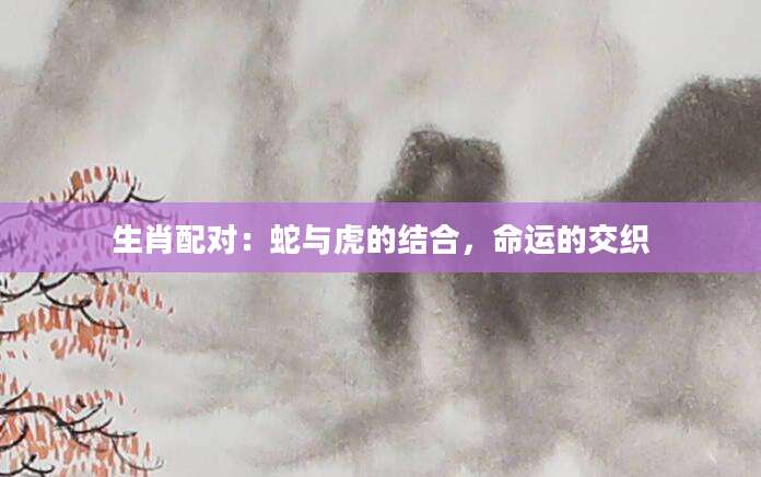 生肖配对：蛇与虎的结合，命运的交织