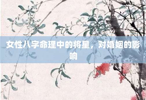 女性八字命理中的将星，对婚姻的影响