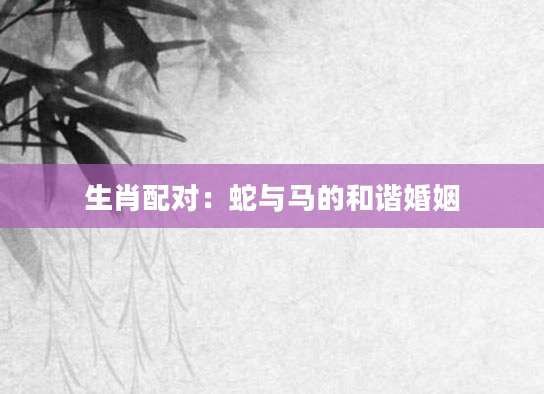 生肖配对：蛇与马的和谐婚姻