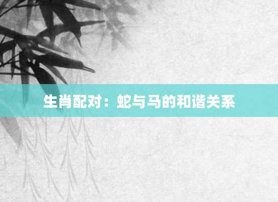 生肖配对：蛇与马的和谐关系