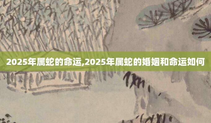 2025年属蛇的命运,2025年属蛇的婚姻和命运如何