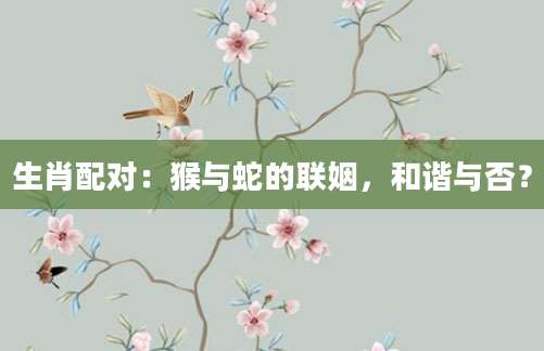 生肖配对：猴与蛇的联姻，和谐与否？