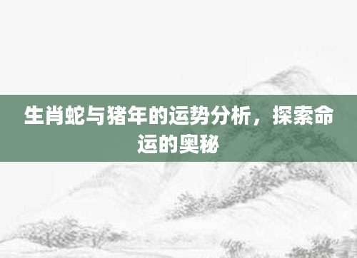 生肖蛇与猪年的运势分析，探索命运的奥秘