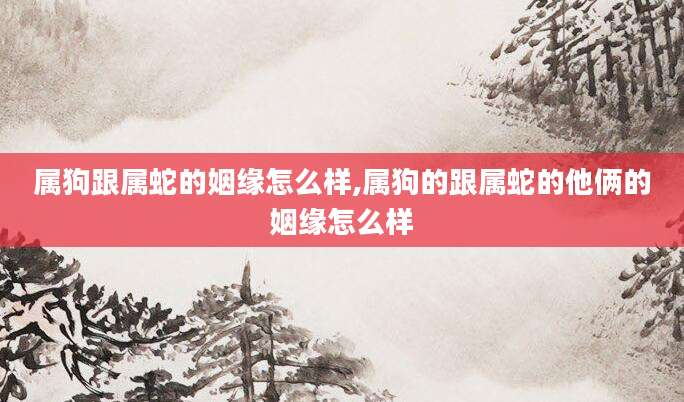 属狗跟属蛇的姻缘怎么样,属狗的跟属蛇的他俩的姻缘怎么样