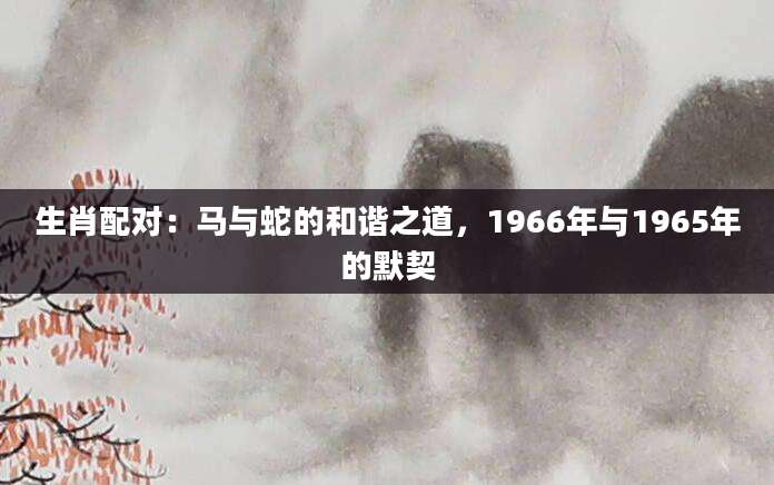 生肖配对：马与蛇的和谐之道，1966年与1965年的默契