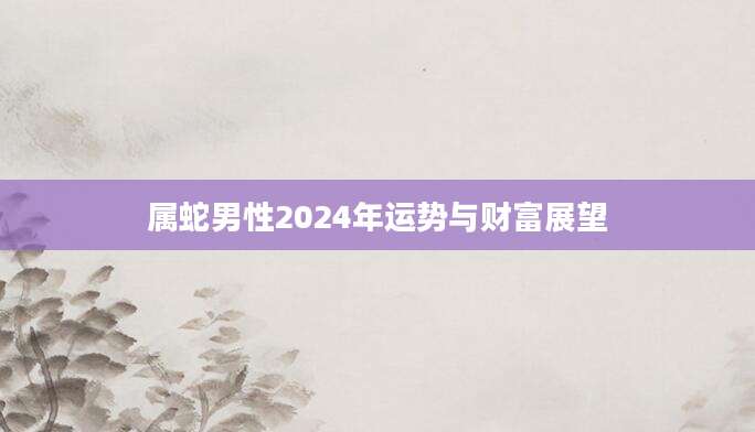 属蛇男性2024年运势与财富展望